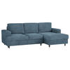 ECKSOFA Blau Cord, Velours  - Blau/Schwarz, Design, Holz/Textil (247/140cm) - MID.YOU