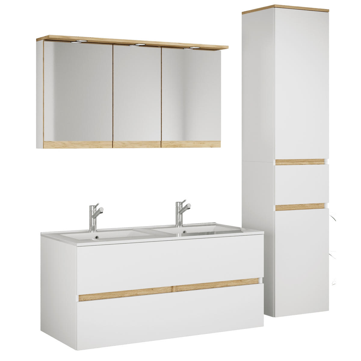 BADEZIMMER 4-teilig  in 152 cm  - Honigeiche/Weiß, Trend, Keramik/Holzwerkstoff (152cm) - MID.YOU