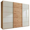 SCHWEBETÜRENSCHRANK 250/217/67 cm 3-türig Champagner, Eiche Bianco  - Eiche Bianco/Champagner, Natur, Glas/Holz (250/217/67cm) - Linea Natura