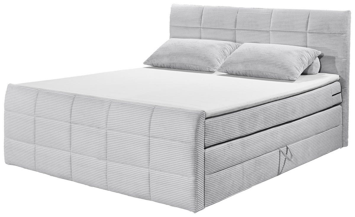 BOXSPRINGBETT 180/200 cm  in Hellgrau  - Hellgrau/Schwarz, MODERN, Holzwerkstoff/Kunststoff (180/200cm) - MID.YOU