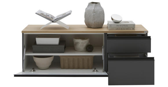LOWBOARD  135/46/41 cm 2 Schublade(n) erweiterbar, Typenauswahl, Beimöbel erhältlich, stehend, hängend  - Eichefarben/Anthrazit, Design, Holzwerkstoff/Kunststoff (135/46/41cm) - Dieter Knoll