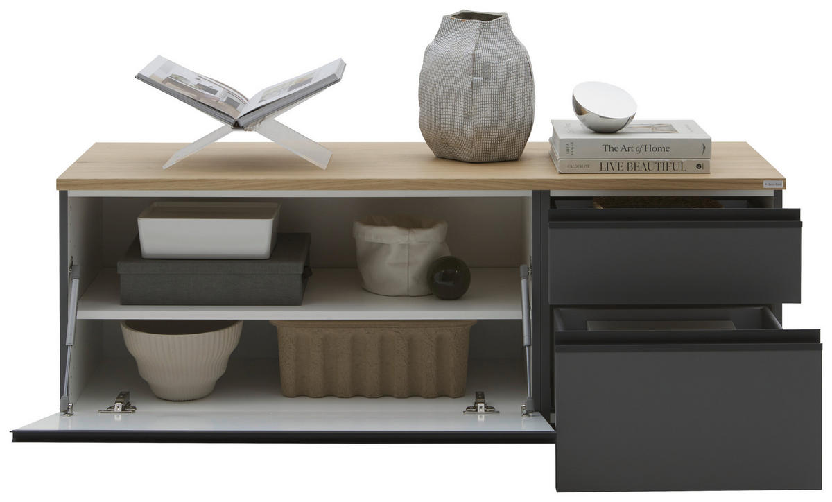 LOWBOARD  in 135/46/41 cm  - Eichefarben/Anthrazit, Design, Holzwerkstoff/Kunststoff (135/46/41cm) - Dieter Knoll