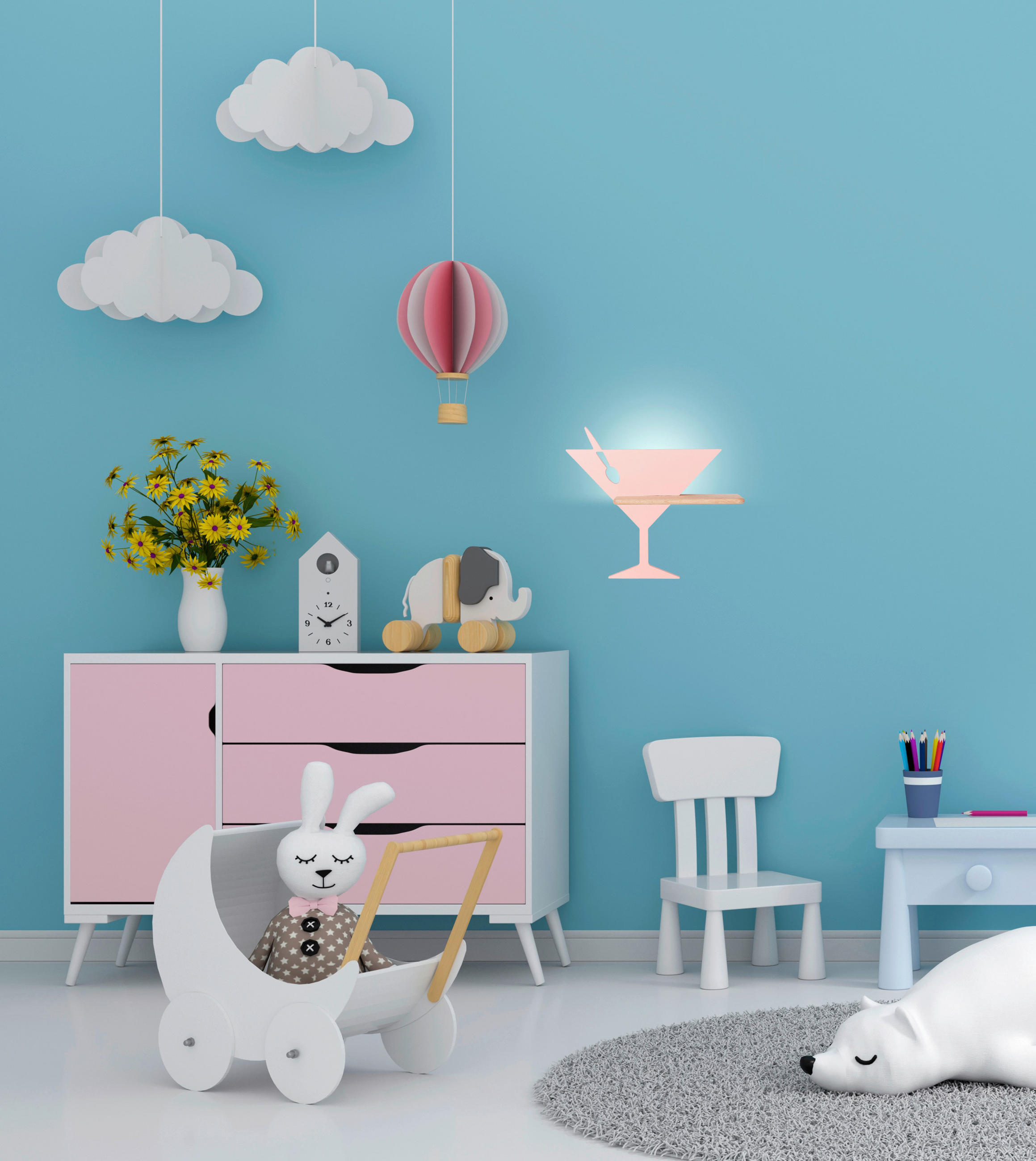 LED VÄGGLAMPA Piccolo 37.5/12/33 cm   - pink, Basics, metall/trämaterial (37.5/12/33cm)