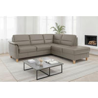 ECKSOFA PALMERA E in Echtleder Grau  236/212 cm  - Eichefarben/Grau, Basics, Leder/Holz (236/212cm) - Sit & More