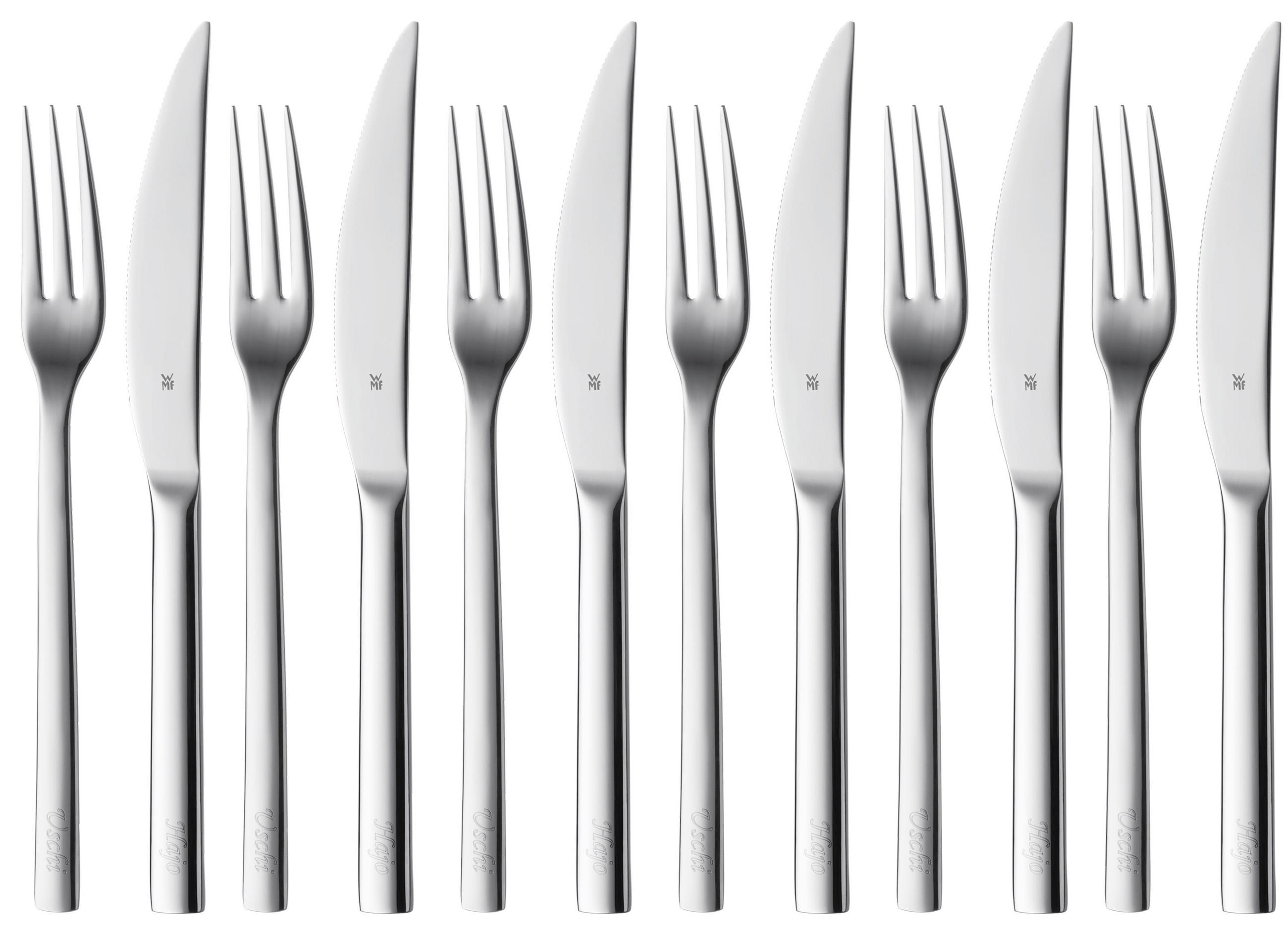 STEAKBESTECK Nuova 12-teilig   - Edelstahlfarben, Design, Metall (23cm) - WMF