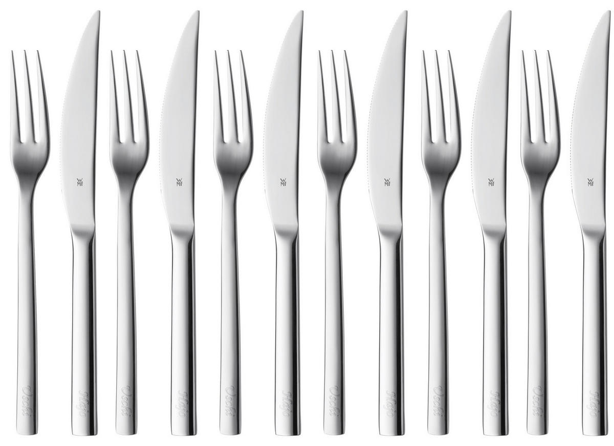 STEAKBESTECK 12-teilig  Nuova  - Edelstahlfarben, Design, Metall (23cm) - WMF