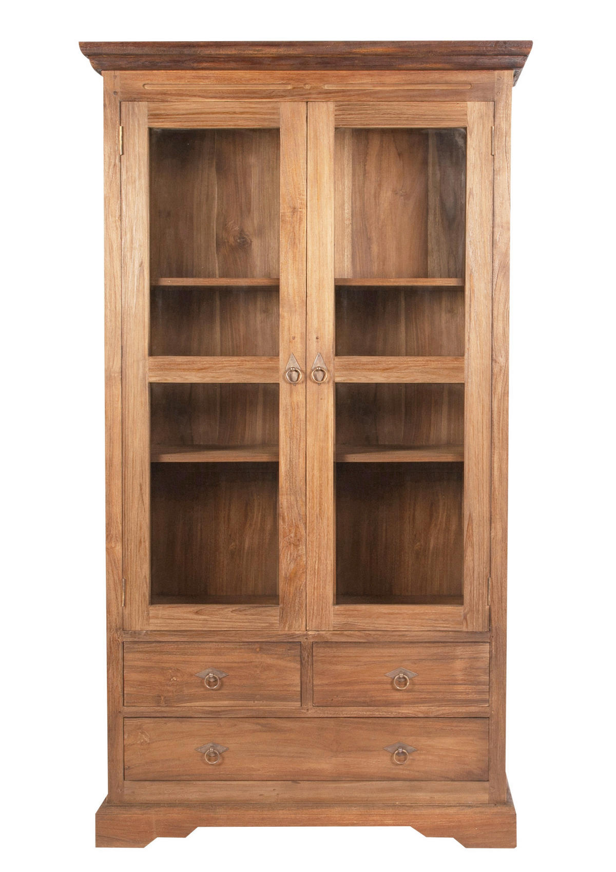 VITRINE  in massiv Teakholz Braun, Naturfarben  - Messingfarben/Naturfarben, Design, Holz/Metall (98/183,5/44cm) - MID.YOU