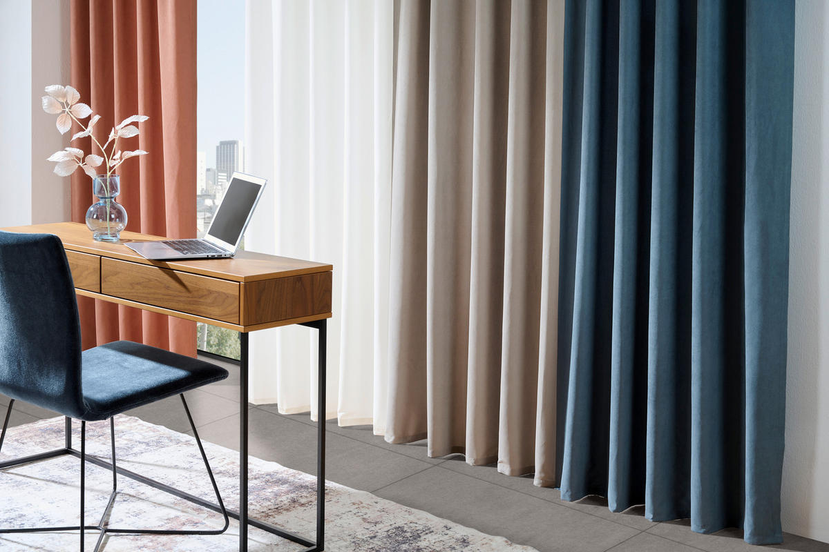 KÉSZFÜGGÖNY részben fényzáró  - kék, Basics, textil (140/245cm) - Esposa