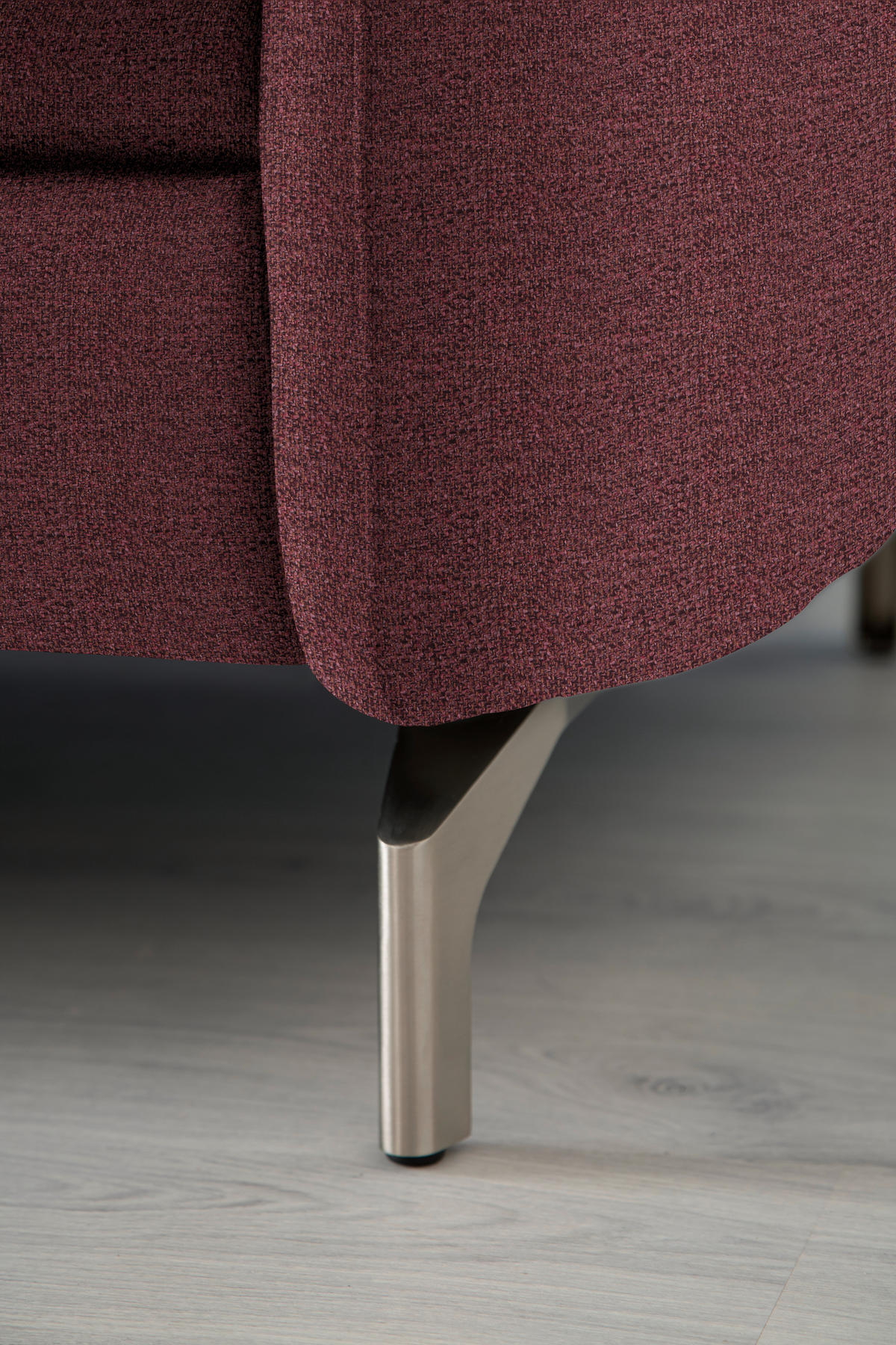 2,5-SITZER in Flachgewebe Weinrot  - Weinrot/Nickelfarben, Design, Textil/Metall (212/87/100cm) - Schöner Wohnen