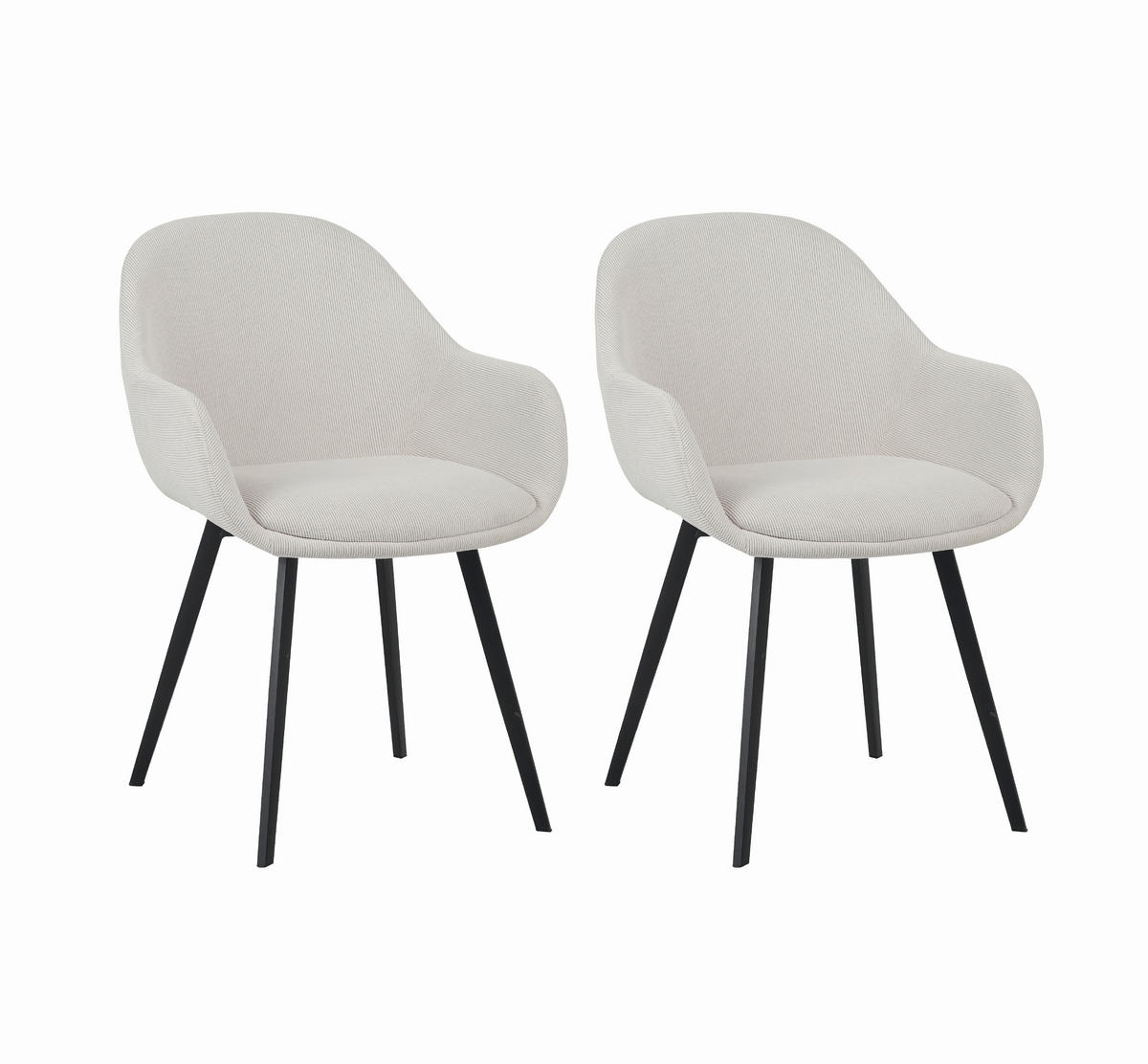 STUHL-SET 2 Stück  in Stahl Cord  - Beige/Schwarz, MODERN, Textil/Metall (57/84/61cm) - Livetastic