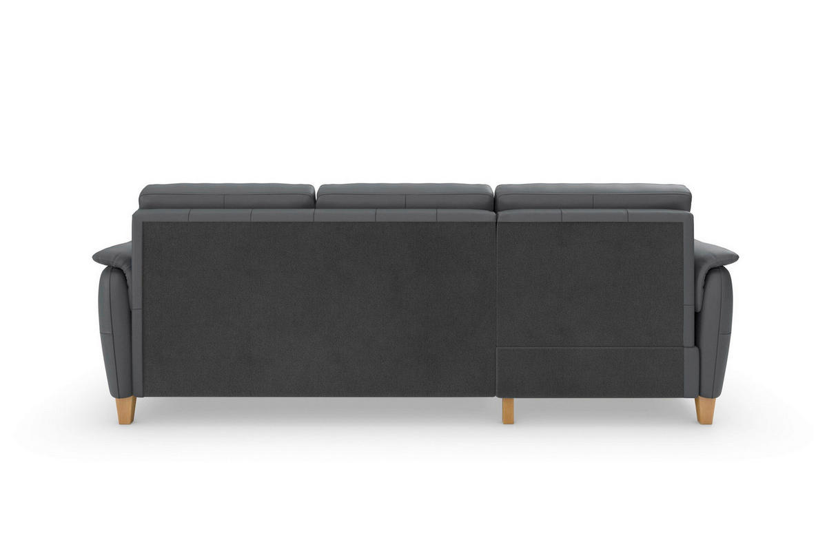ECKSOFA PALMERA E Schwarz Kombination Echtleder/Stoff Mikrofaser Bettkasten  - Eichefarben/Schwarz, Basics, Leder/Holz (163/244cm) - Sit & More