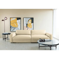 BIGSOFA in Cord Weiss  - Weiss/Schwarz, Modern, Kunststoff/Textil (264/84/125cm) - Trendmanufaktur