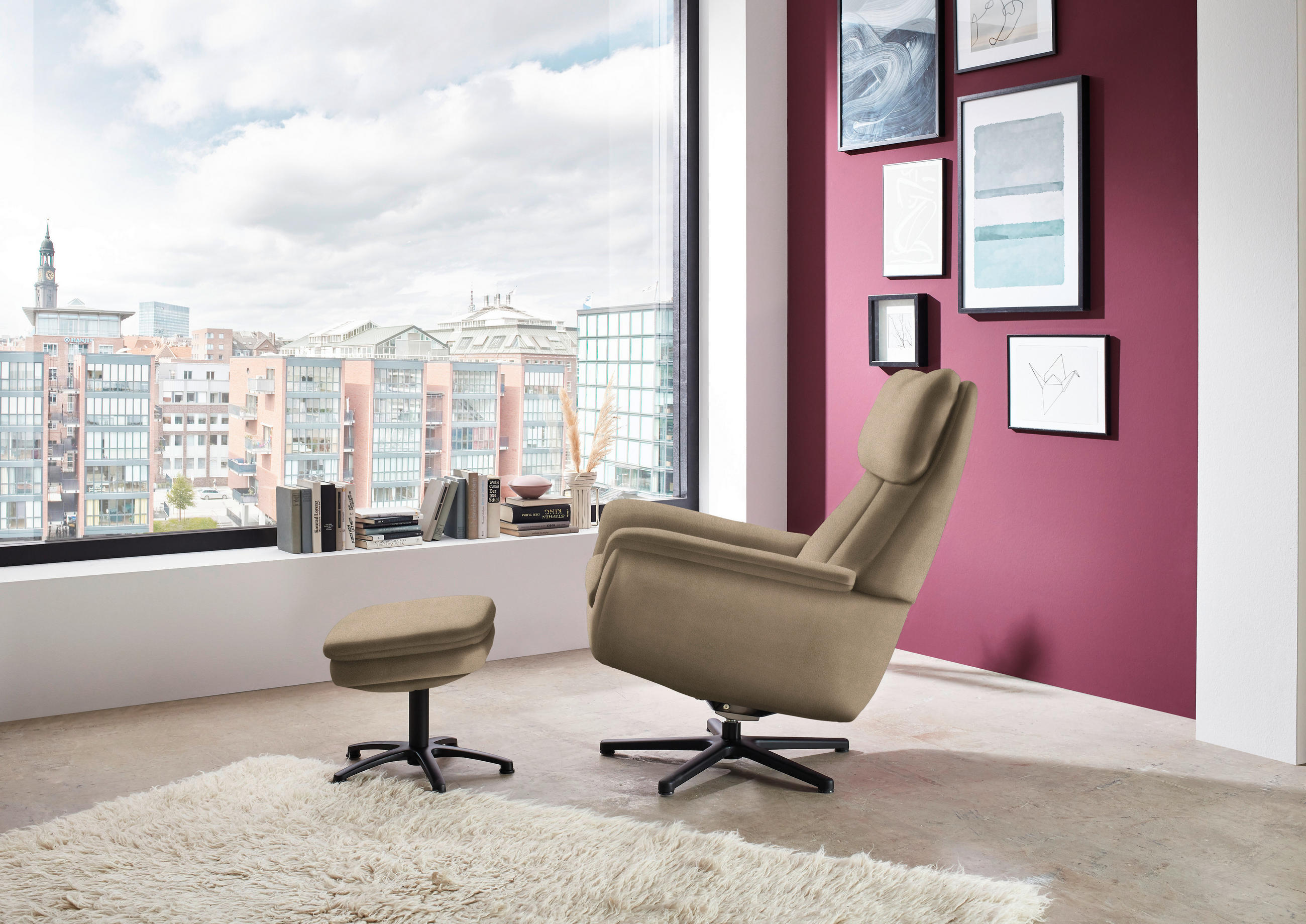 RELAXSESSEL in Textil Hellbraun  - Hellbraun/Schwarz, Design, Textil/Metall (79/108/89cm) - Beldomo Style
