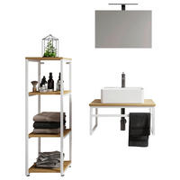 BADEZIMMER 4-teilig  in 95 cm  - Honigeiche/Schwarz, MODERN, Glas/Keramik (95cm) - MID.YOU
