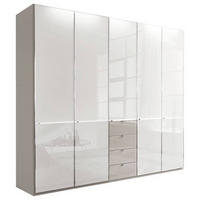 KLEIDERSCHRANK in Grau, Weiss  - Chromfarben/Weiss, Design, Glas/Holzwerkstoff (250/216/58cm) - Novel