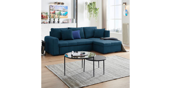 ECKSOFA  in Webstoff Blau  238/158 cm  - Blau/Schwarz, Design, Kunststoff/Textil (238/158cm) - Xora