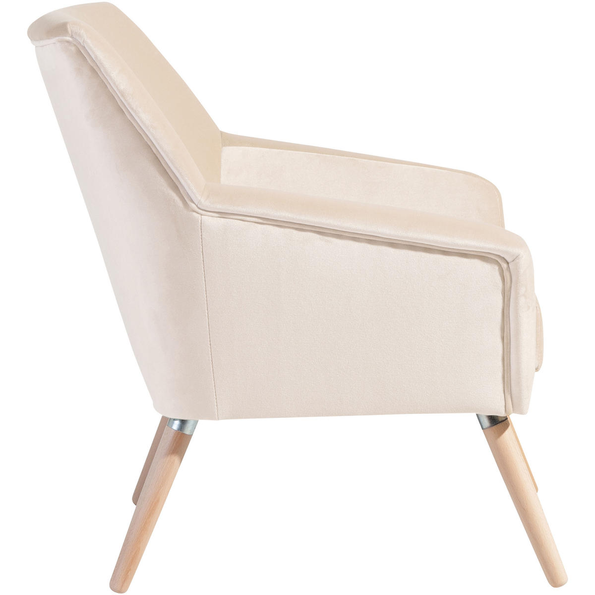 SESSEL in Samt, Velours Creme, Buchefarben  - Buchefarben/Creme, Design, Holz/Textil (67/81/71cm) - Max Winzer