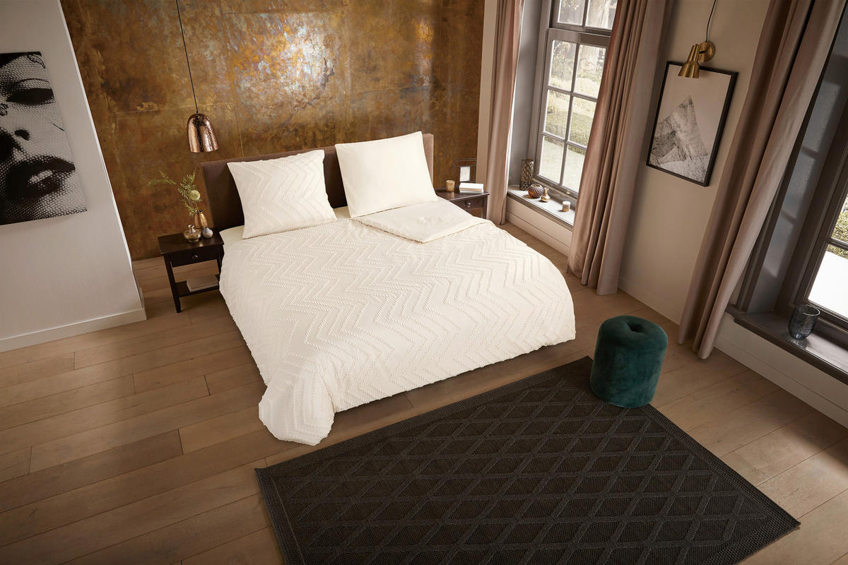 BETTWÄSCHE Zigzag Mikrofaser 155/220 cm  - Weiß, Basics, Textil (155/220cm)