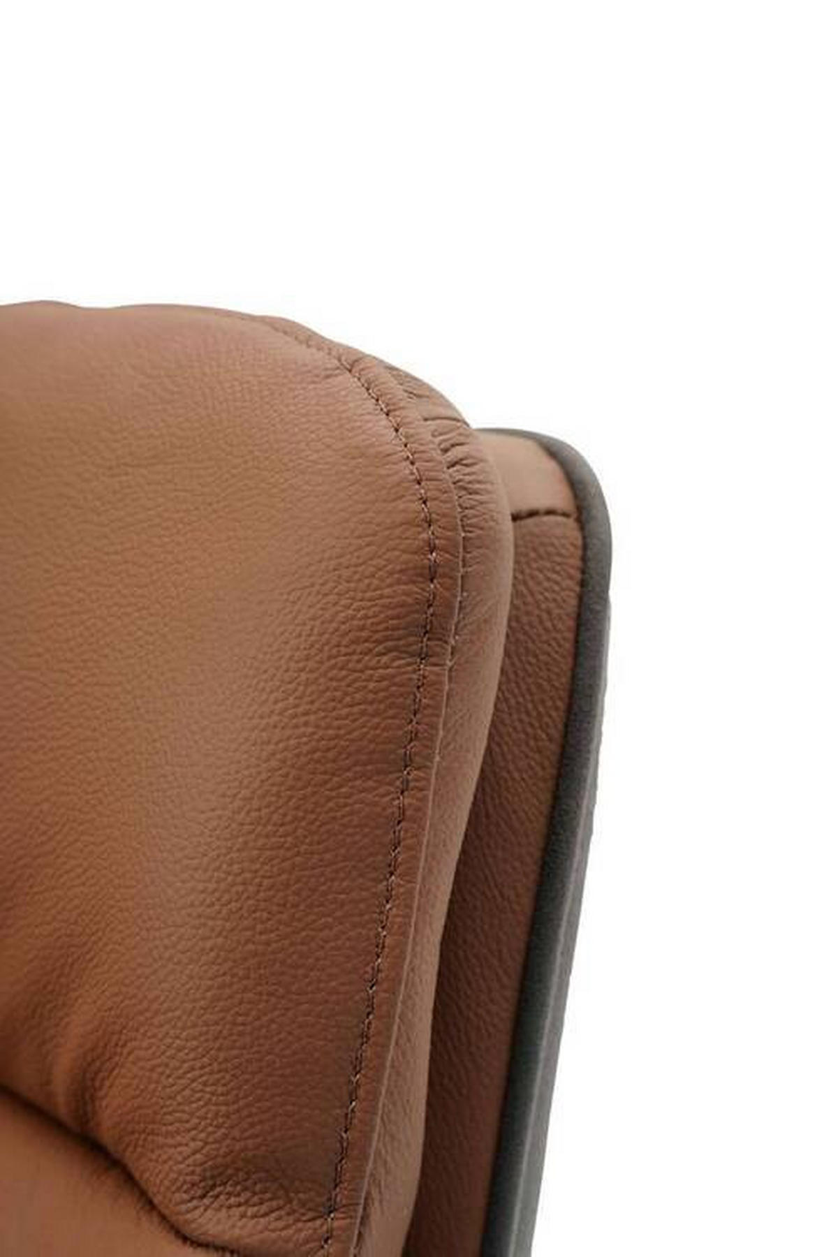 ARMLEHNSTUHL  in Eisen Mikrofaser Echtleder pigmentiert  - Cognac/Anthrazit, Design, Leder/Textil (58/89/67cm) - Novel