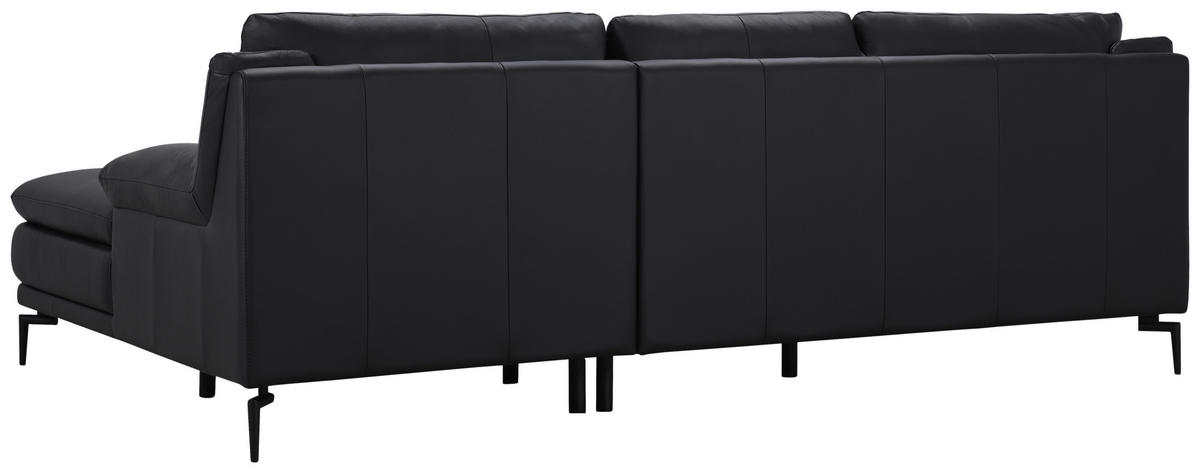 ECKSOFA Schwarz Echtleder  - Schwarz, Design, Leder (248/158cm) - MID.YOU