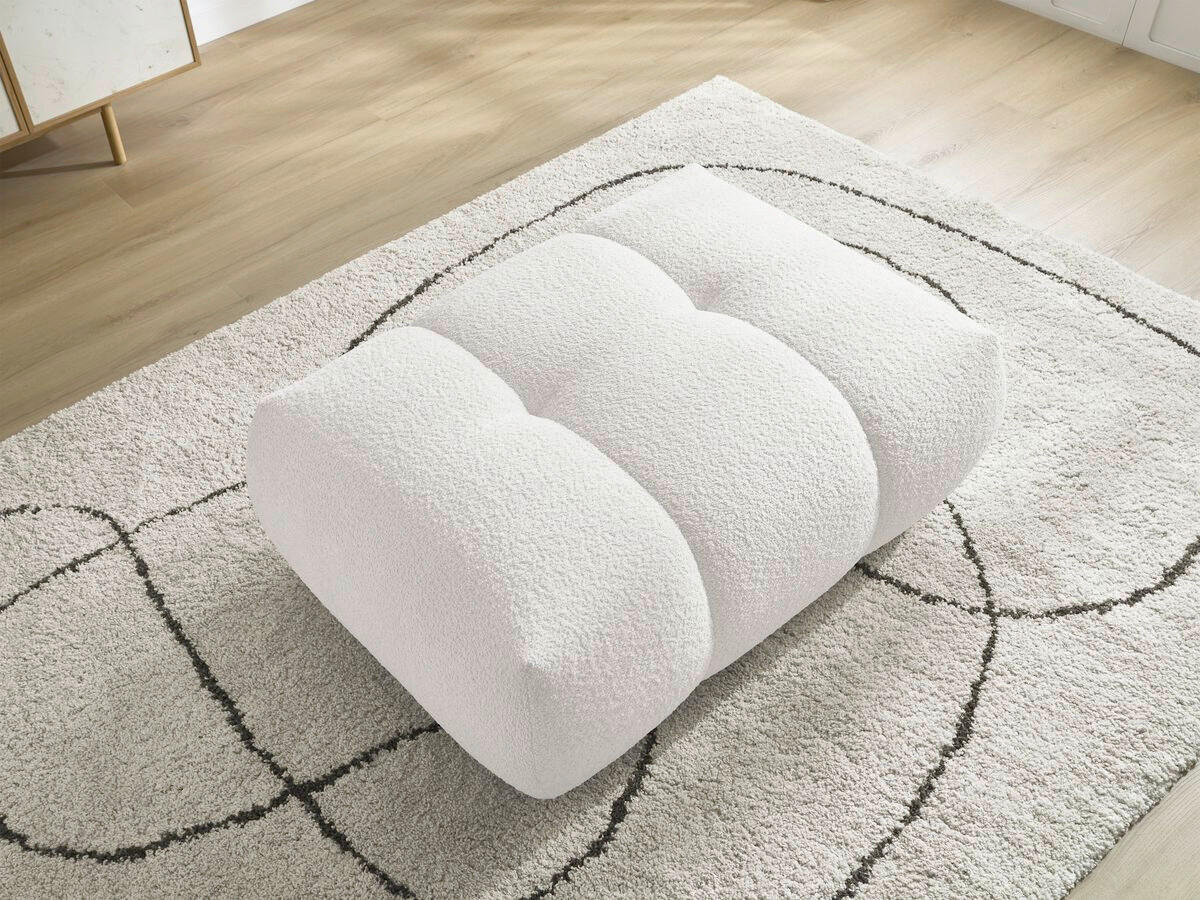 HOCKER FUJI  Bouclé Weiß  - Schwarz/Weiß, MODERN, Kunststoff/Textil (112/44/80cm)