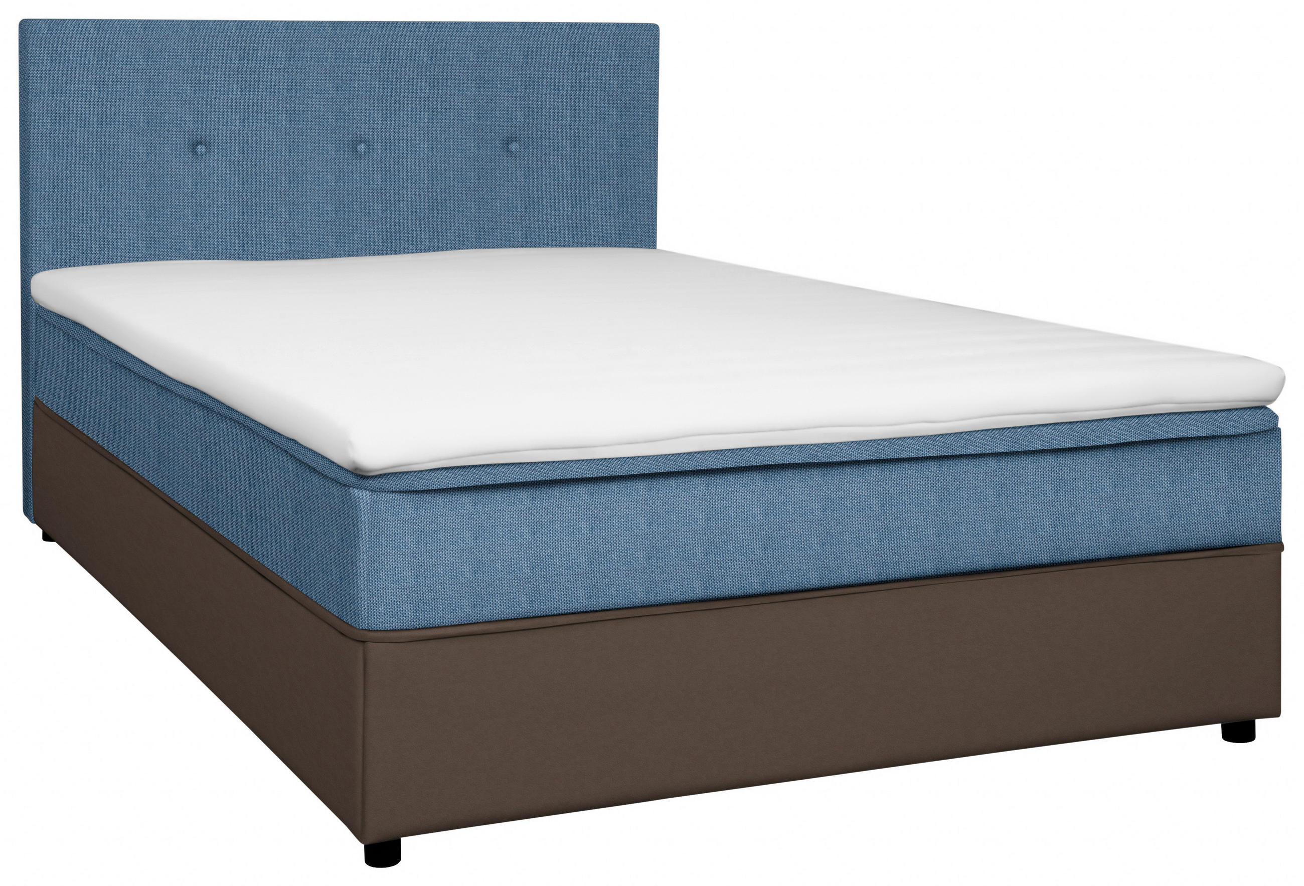 BOX-ÁGY 120/200 cm  szürke, világoskék  - világoskék/fekete, Konventionell, textil/fa (120/200cm) - Carryhome