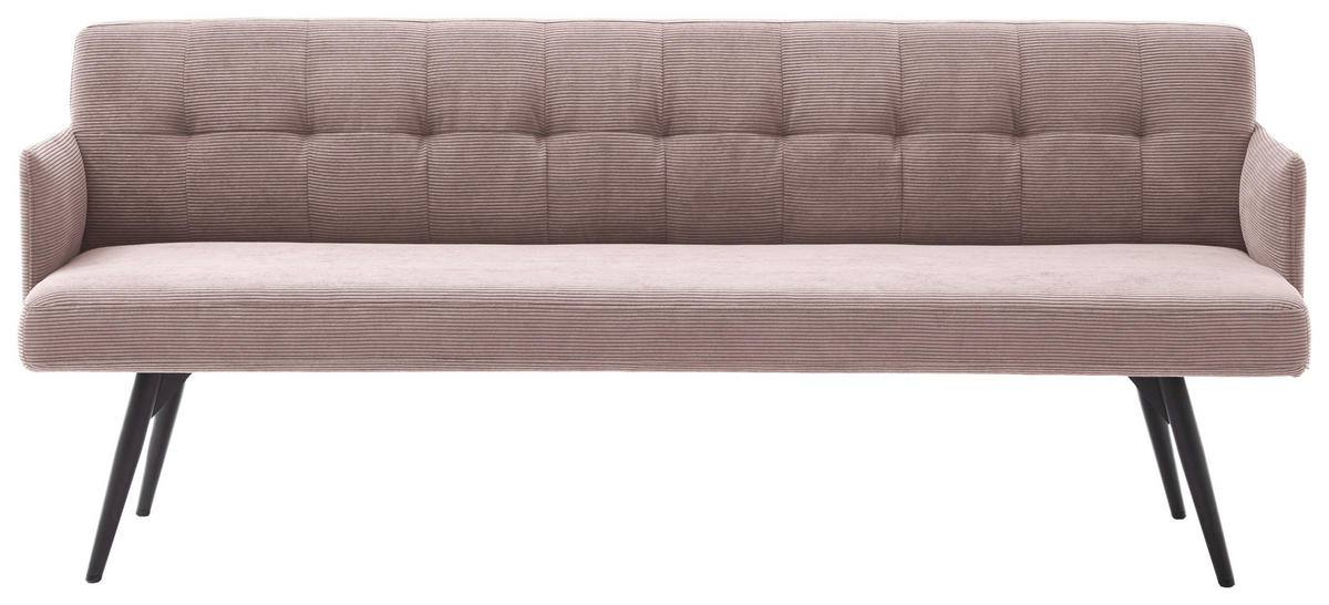 SITZBANK in Textil Altrosa  - Schwarz/Altrosa, Design, Textil/Metall (206/85/69cm) - Johann Jakob