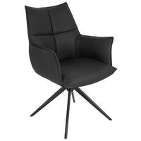 SCAUN CU BRAțE in negru  - negru, Design, metal/piele (62/91/62cm) - Novel