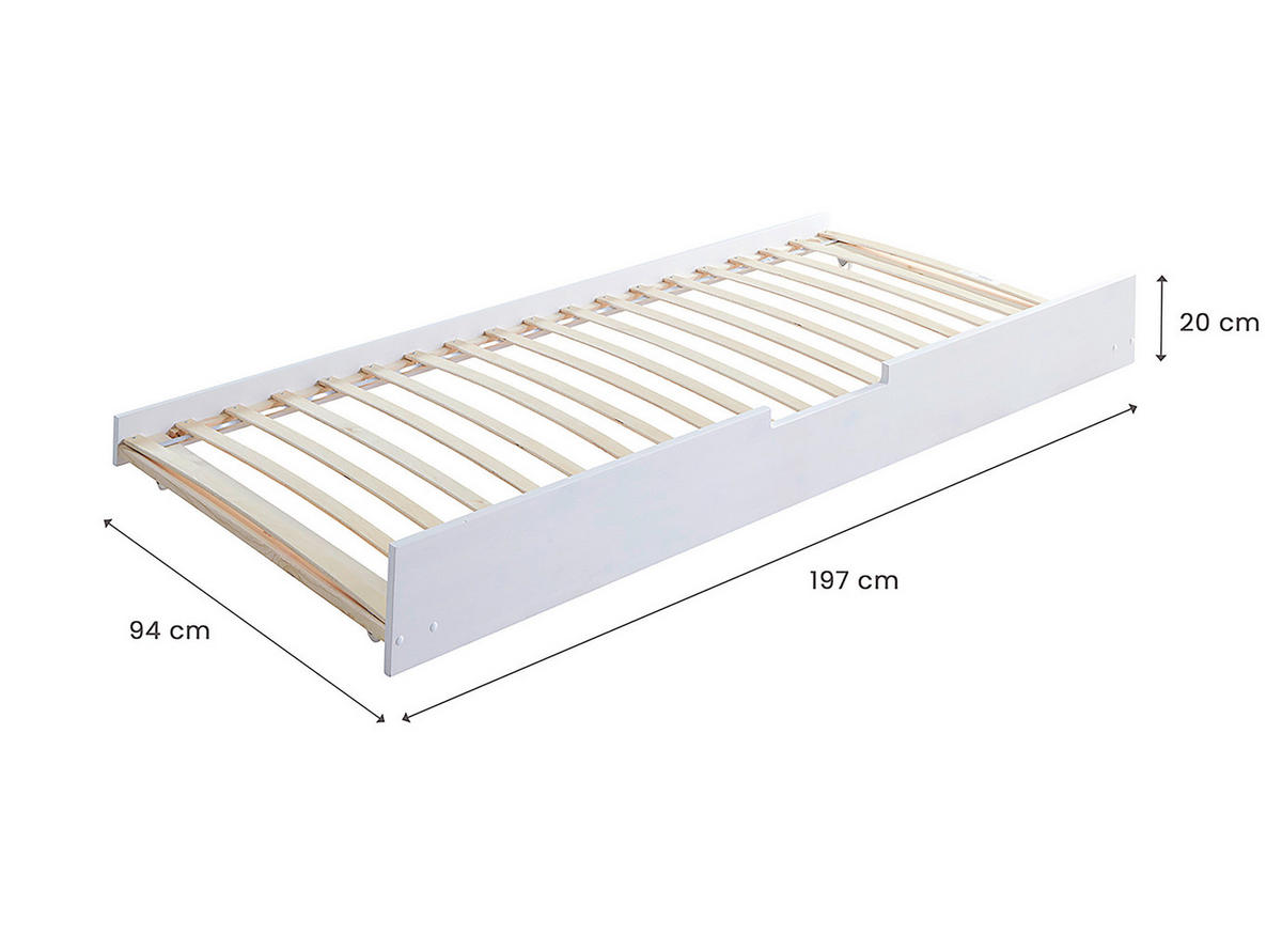 HAUSBETT 100/200 cm,  in Weiß, Altrosa  - Altrosa/Naturfarben, MODERN, Holz/Textil (100/200cm) - MID.YOU