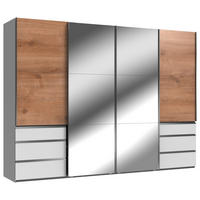 SCHWEBETÜRENSCHRANK in Weiss, Eichefarben  - Chromfarben/Weiss, Modern, Holzwerkstoff (300/216/65cm) - MID.YOU