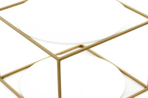 BEISTELLTISCH in Metall, Glas 50/50/36 cm  - Goldfarben/Weiß, Basics, Glas/Metall (50/50/36cm) - Kayoom