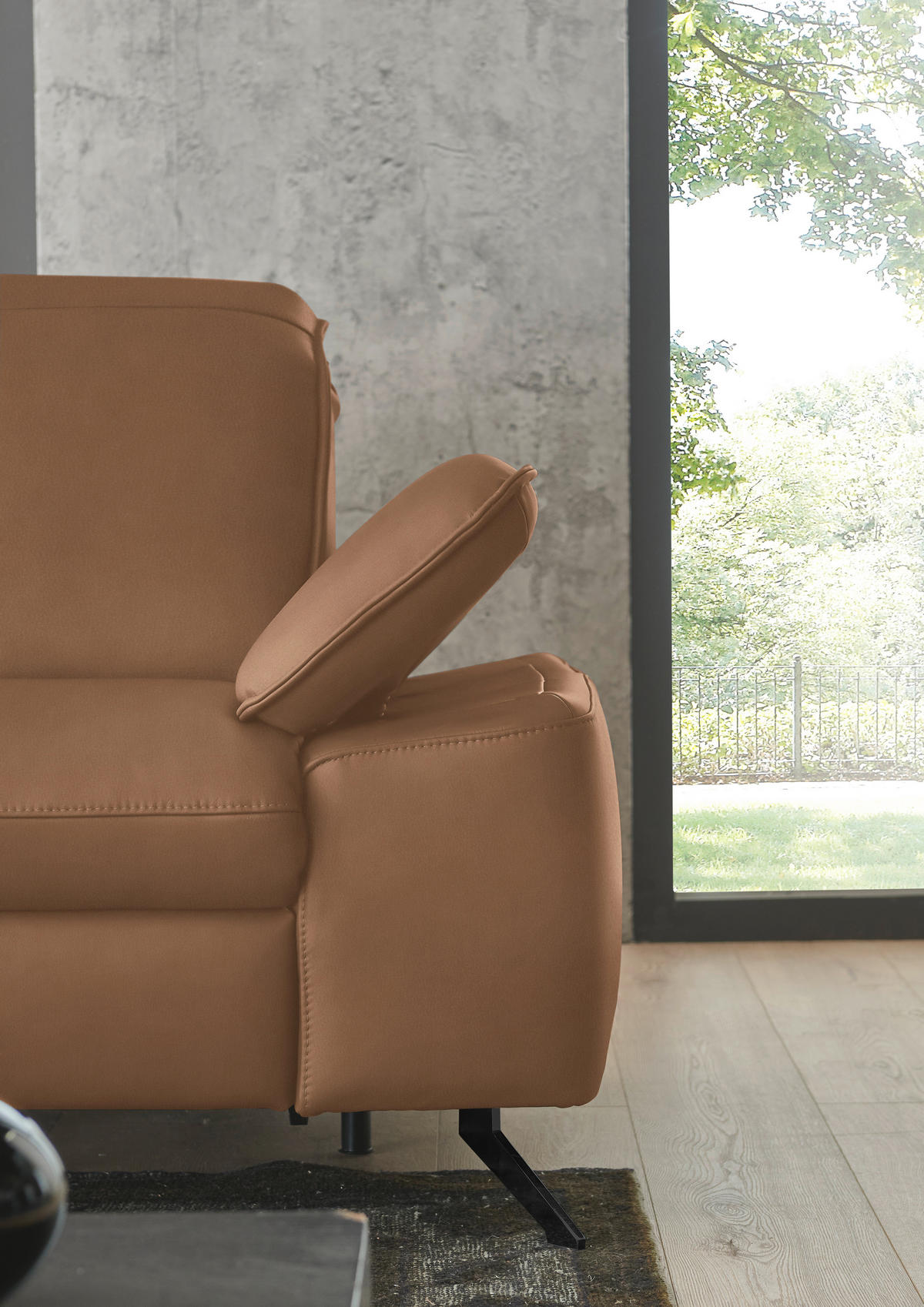 ECKSOFA  Echtleder Hellbraun  - Hellbraun/Schwarz, Design, Leder/Metall (169/307cm) - Beldomo Premium