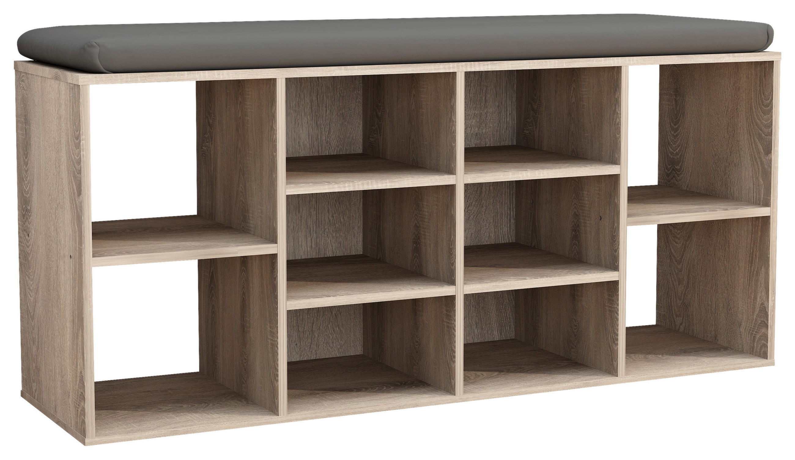 SKOBÄNK 104/50/30 cm  - Sonoma ek/antracit, Design, trämaterial/plast (104/50/30cm) - MID.YOU