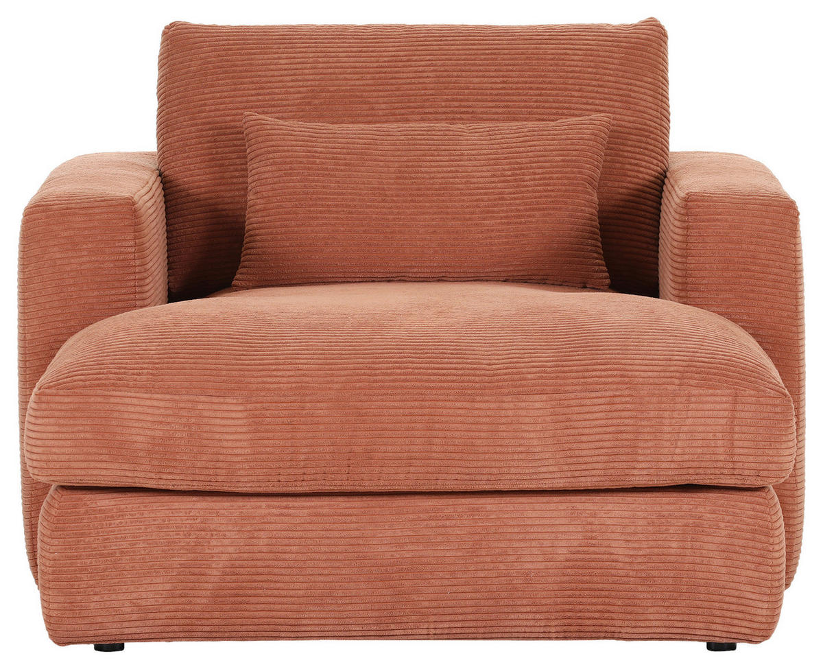 XXL-SESSEL in Cord Orange  - Schwarz/Orange, Romantik / Landhaus, Kunststoff/Textil (120/67/140cm) - Landscape