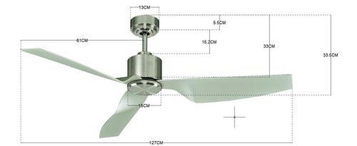 DECKENVENTILATOR 127/33 cm   - Chromfarben/Silberfarben, Basics, Kunststoff/Metall (127/33cm)