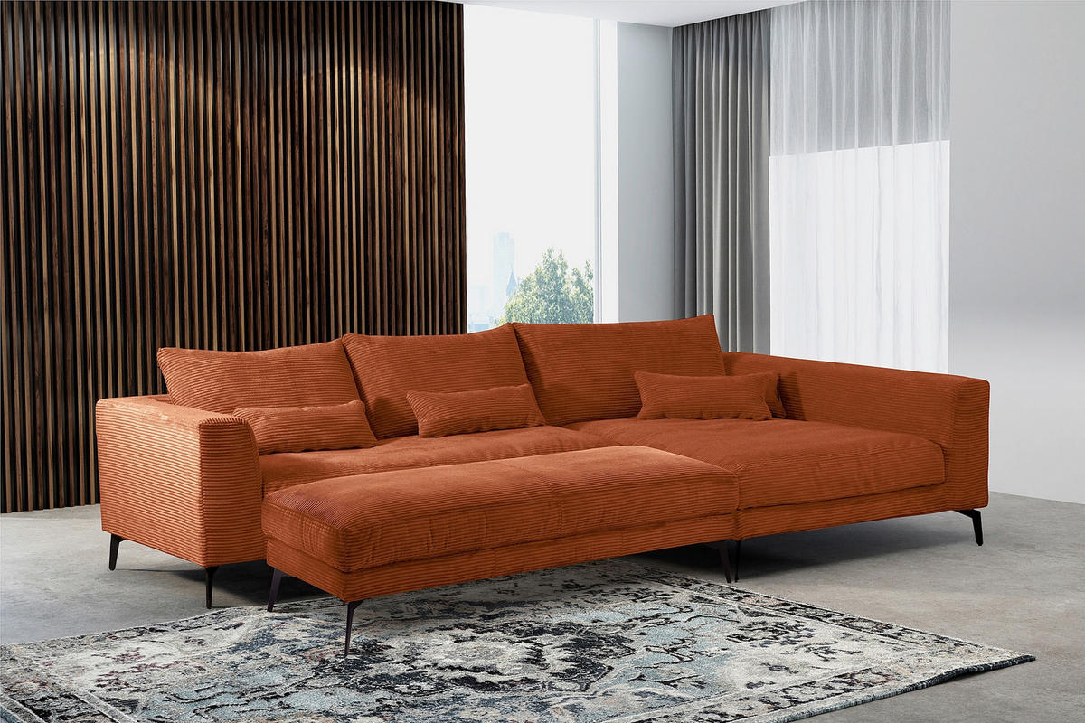HOCKER in Textil Kupferfarben  - Schwarz/Kupferfarben, Design, Textil/Metall (163/46/62cm) - Livetastic