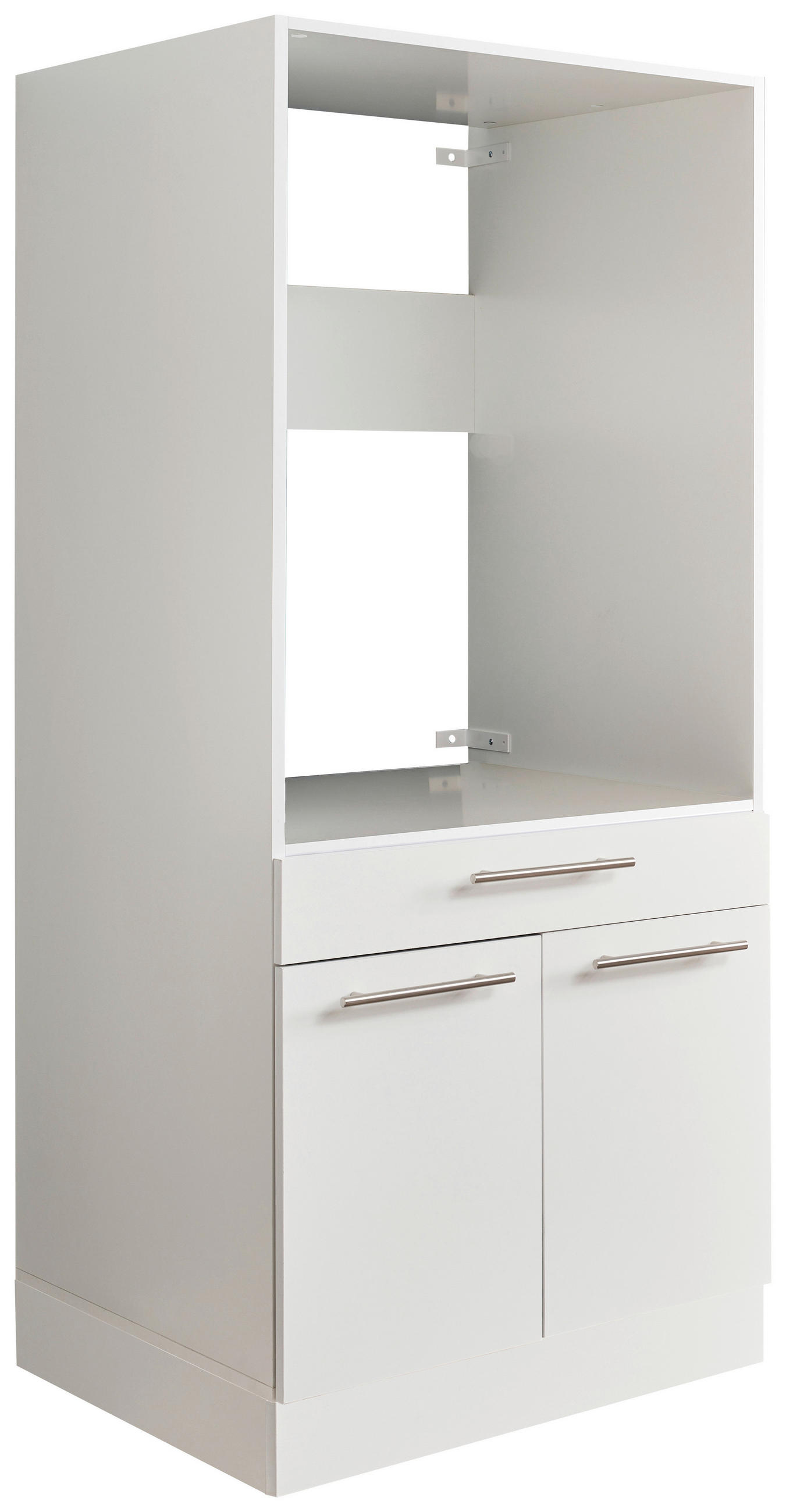 WASCHMASCHINENSCHRANK 67,5/162/67,5 cm  in Weiß  - Silberfarben/Schwarz, Design, Holzwerkstoff/Kunststoff (67,5/162/67,5cm)