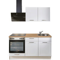 KÜCHENLEERBLOCK 160 cm   in Weiß, Eichefarben  - Edelstahlfarben/Eichefarben, Design, Holzwerkstoff/Metall (160cm) - Pino