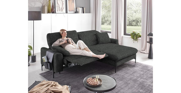 ECKSOFA in Flachgewebe Dunkelgrau 252/191 cm - Dunkelgrau/Schwarz, Design, Textil/Metall (252/191cm) - Dieter Knoll