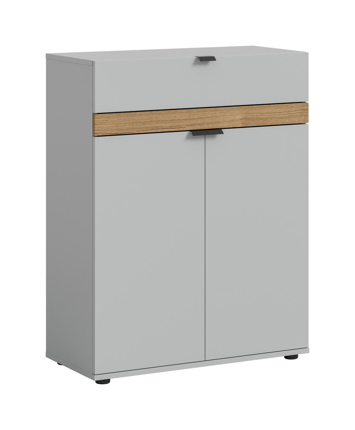 SCHUHSCHRANK Grau, Eiche dunkel  - Eiche dunkel/Schwarz, Design, Holzwerkstoff/Kunststoff (75/98/37cm) - Livetastic