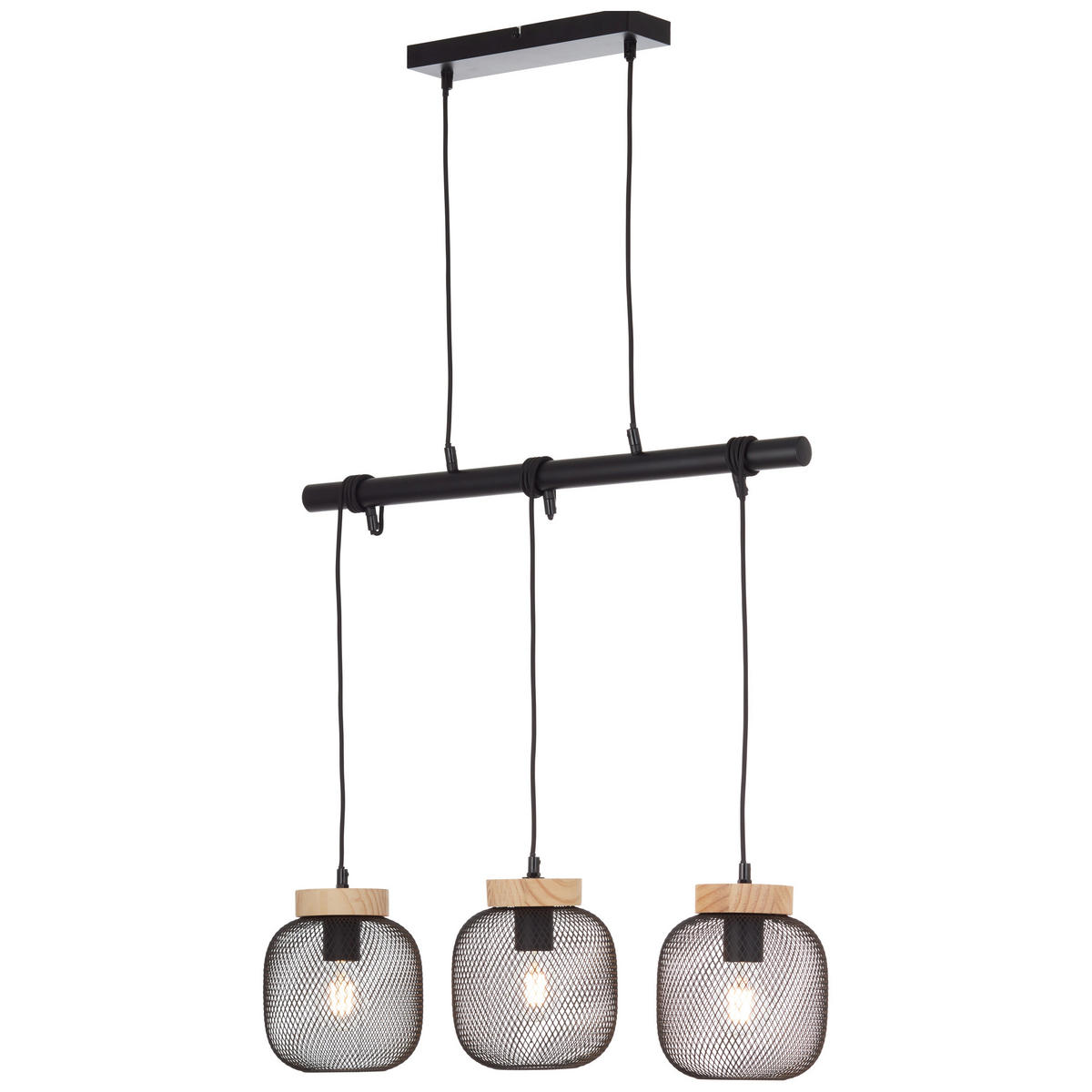 PENDELLEUCHTE 68/18/177 cm    - Schwarz/Kieferfarben, Basics, Holz/Metall (68/18/177cm) - Brilliant