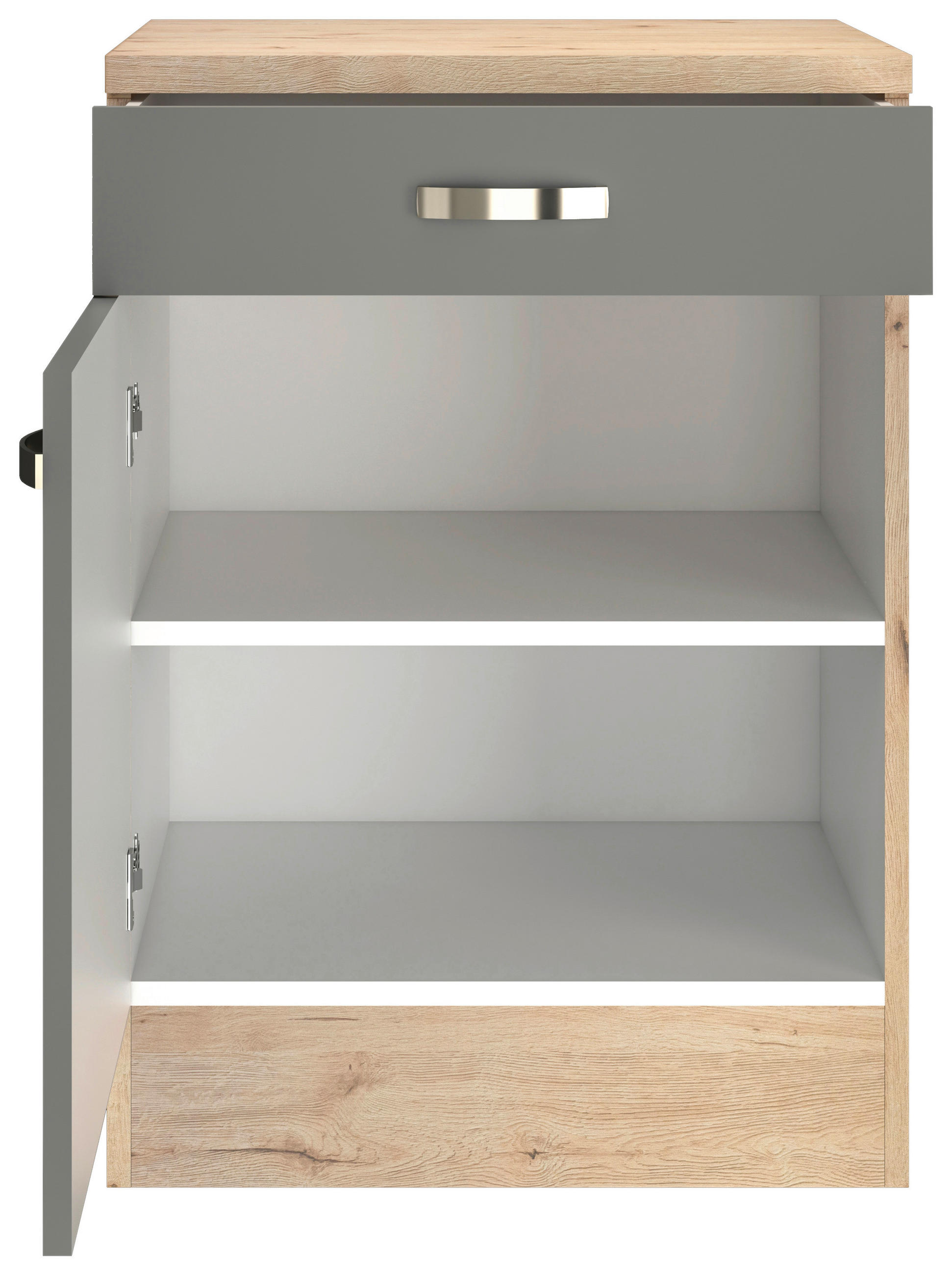 KÜCHENUNTERSCHRANK 60/85/60 cm  in Dunkelgrau, Eiche San Remo  - Edelstahlfarben/Dunkelgrau, MODERN, Holzwerkstoff/Metall (60/85/60cm) - FlexWell