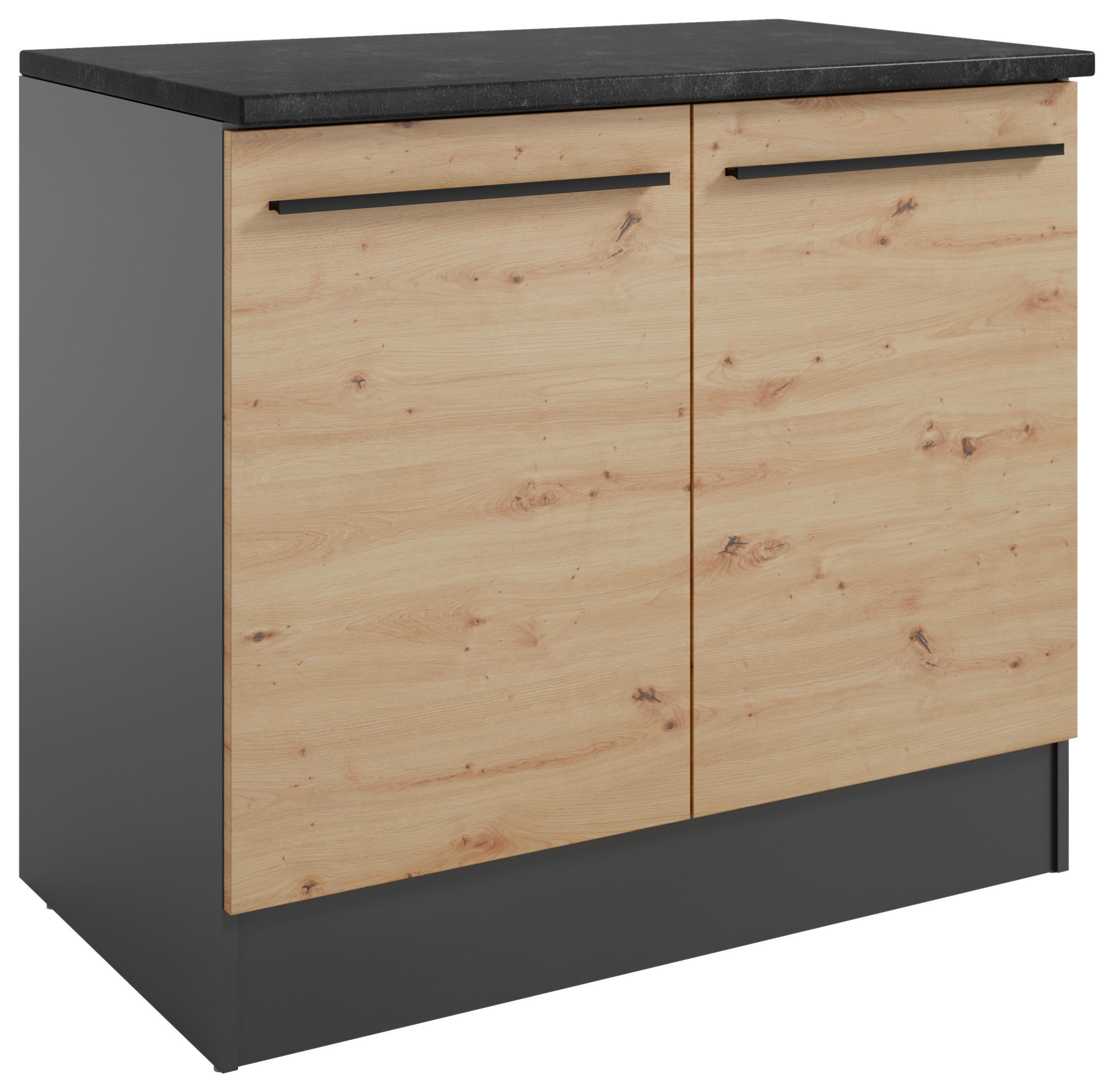 SPÜLENUNTERSCHRANK 100/90/60 cm  in Anthrazit, Eiche Artisan  - Anthrazit/Schwarz, Design, Holzwerkstoff/Kunststoff (100/90/60cm) - MID.YOU