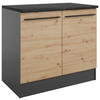 SPÜLENUNTERSCHRANK 100/90/60 cm  in Anthrazit, Eiche Artisan  - Anthrazit/Schwarz, Design, Holzwerkstoff/Kunststoff (100/90/60cm) - MID.YOU