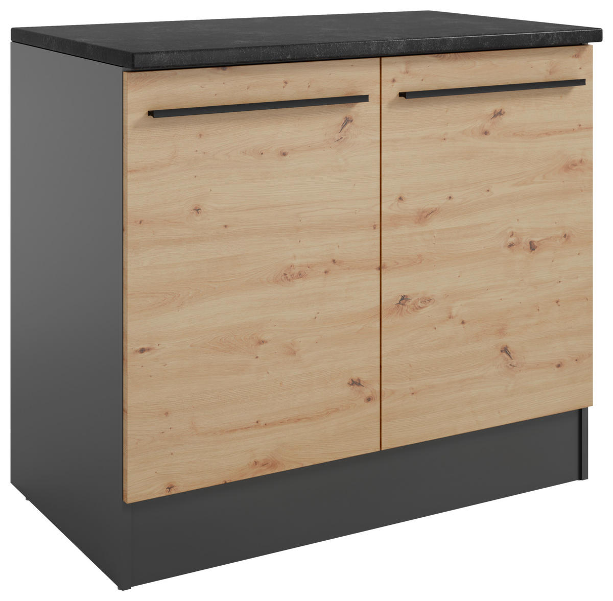SPÜLENUNTERSCHRANK 100/90/60 cm  in Anthrazit, Eiche Artisan  - Anthrazit/Schwarz, Design, Holzwerkstoff/Kunststoff (100/90/60cm) - MID.YOU