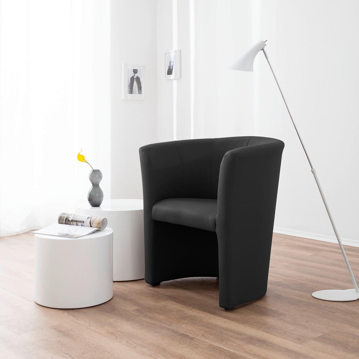 COCKTAILSESSEL Lederlook Schwarz  - Schwarz, Design, Kunststoff/Textil (66/75/56cm) - Livetastic