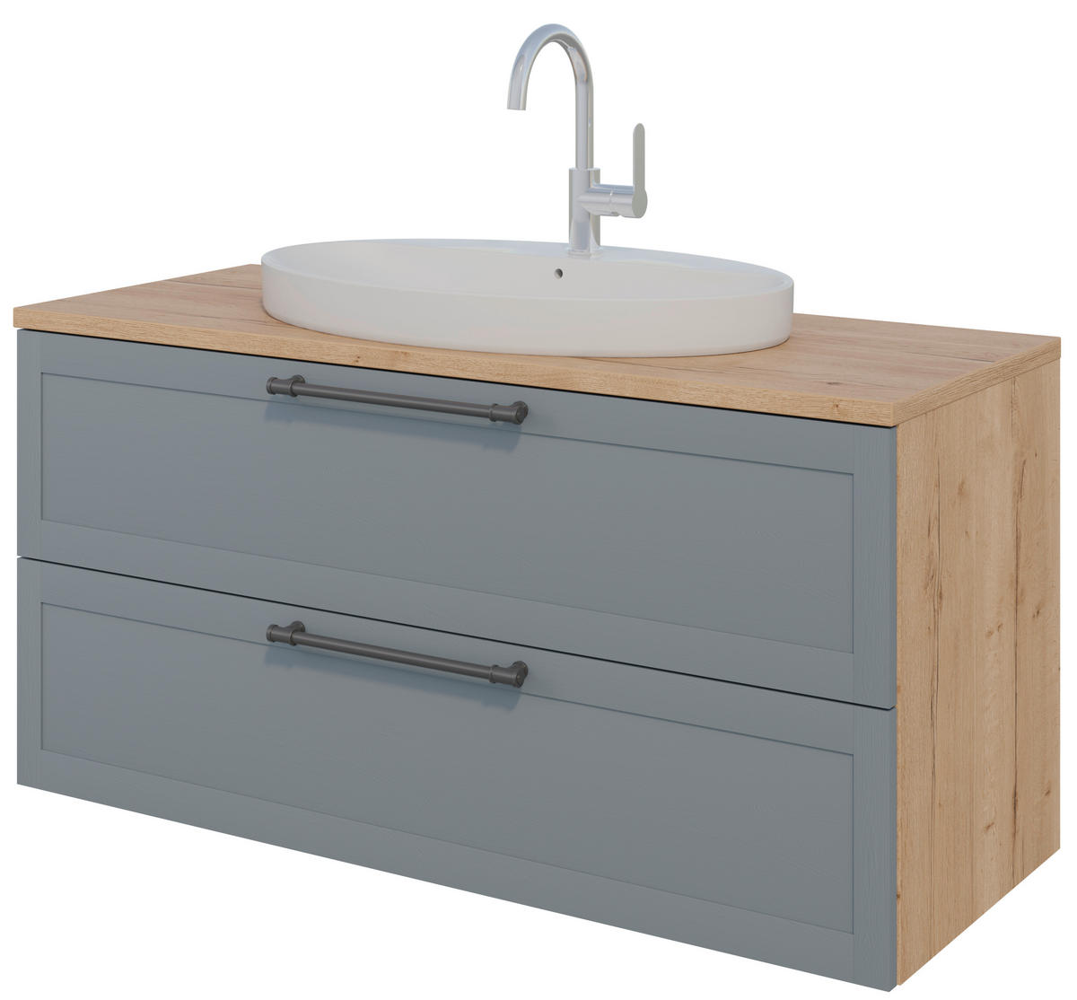 WASCHTISCHKOMBI 120,3 cm  - Edelstahlfarben/Eichefarben, MODERN, Holzwerkstoff/Stein (120,3cm) - Celina Home