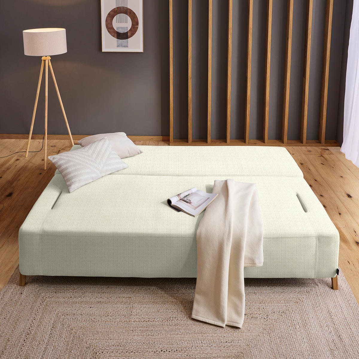 SCHLAFSOFA in Holz, Textil Weiss  - Weiss/Naturfarben, Design, Holz/Textil (211/88/102cm) - Niels Andersson