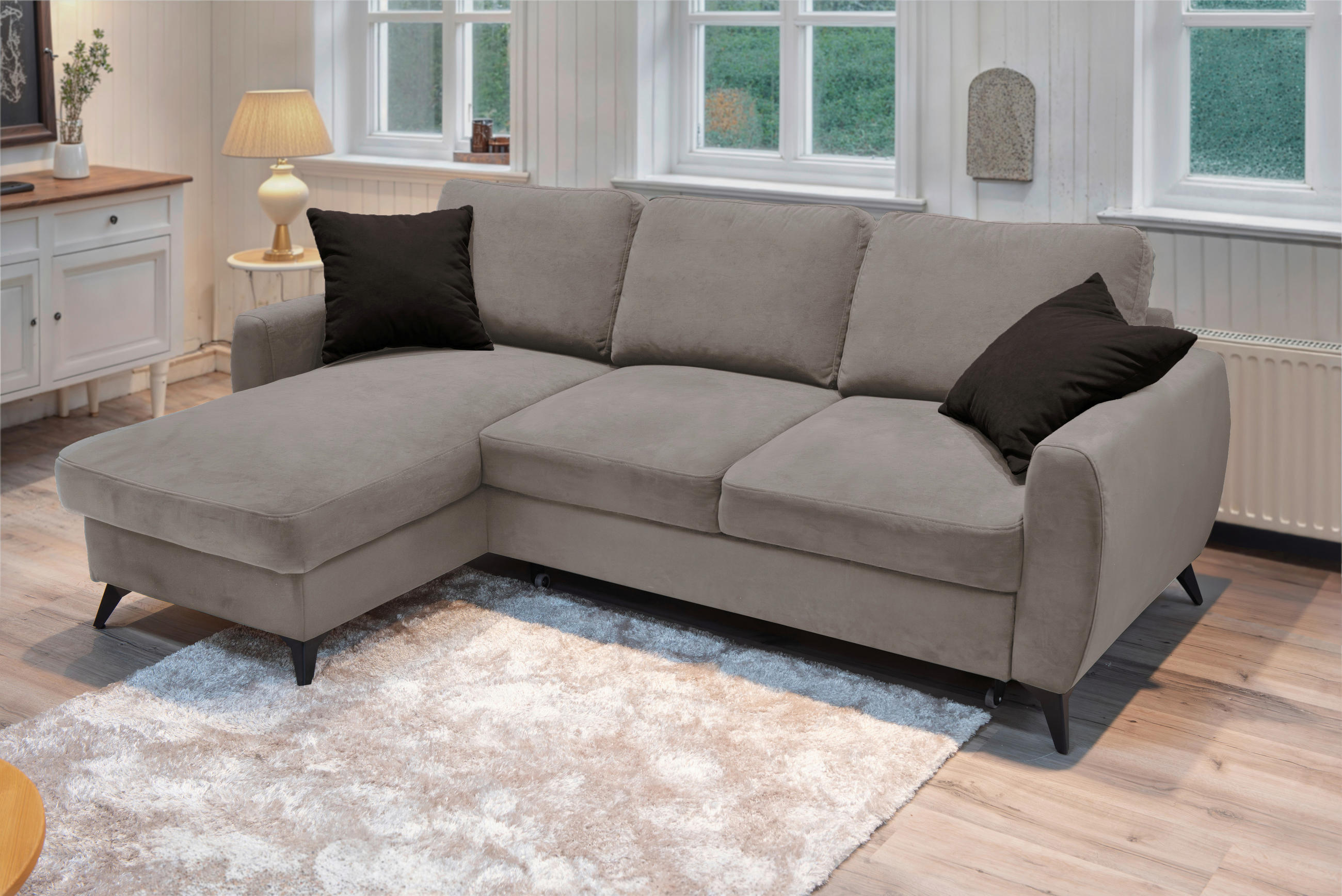Livetastic ROHOVÁ ROZKLÁDACÍ POHOVKA, kov, textil, kompozitní dřevo, šedohnědá