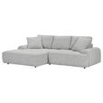 Ecksofa mit Funktion Greige Flachgewebe Zierkissen, Rückenkissen, Bettkasten, Schlaffunktion, Rücken echt, Liegefläche im Originalstoff  - Greige/Schwarz, KONVENTIONELL, Kunststoff/Textil (190/277cm) - Carryhome